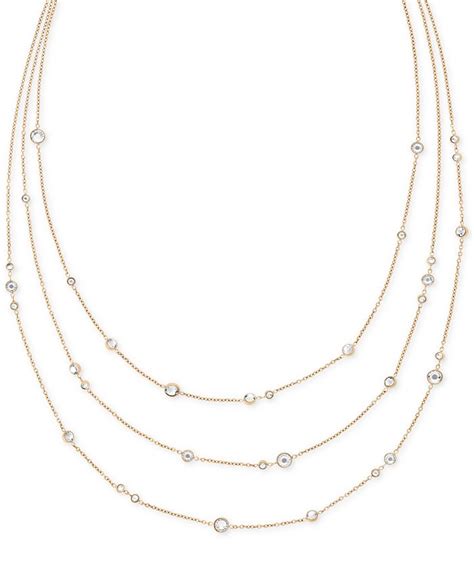 michael kors crystal bezel layer necklace|Michael Kors jewelry gift box.